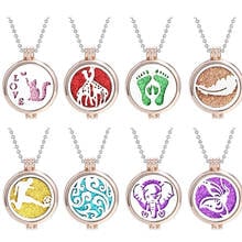 New Rose Gold Aromatherapy Necklace Jewelry Cat Elephant Butterfly Necklace Essential Oil Diffuser Locket Pendant Necklaces 2024 - buy cheap