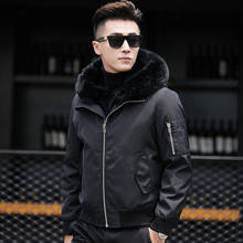 Winter Real Natural Rabbit Fur Coat Men Fox Fur Collar Hood Male Jacket Short Mens Fur Parka High Quality AE18001 KJ812 2024 - buy cheap