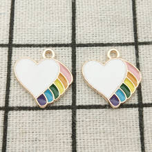 10pcs enamel heart charm jewelry accessories earring pendant bracelet necklace charms zinc alloy 18x19mm 2024 - buy cheap