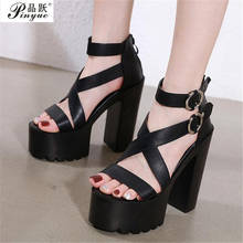 Fashion Solid Platform Women Sandals Summer Shoes Open Toe Rome Style High Heels Fashion Buckle Gladiator Shoes Woman 2024 - buy cheap