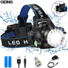 9000LM T6 LED Headlamp Zoomable Headlamp USB Rechargeable Flashlights 18650 Battery Waterproof Headlight for Camping 2024 - buy cheap