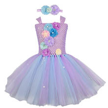 Little Mermaid Girls Tutu Dress with Headband Handmade Kids Tutu Birthday Costume Ocean Themed Party Halloween Princess Dresses 2024 - buy cheap