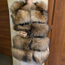 Real Raccoon Fur Vest Women Waistcoat Autumn Winter Fashion Fur Gilet Fast Shipping 2024 - buy cheap