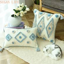 Boho Style Handmade Cushion Cover Plush Blue Diamond with Cute Circle  Moroccan Colorful Pillow Cover 45x45cm Home Decorative 2024 - buy cheap