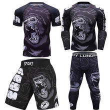 Conjunto de roupas de boxe com calças, roupa de compressão com estampa 3d, camiseta e calça da muay thai, roupa de luta, mma 2024 - compre barato