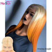 Peluca de cabello humano liso para mujeres negras, pelo con malla frontal, color rubio degradado, 613 de densidad, Remy 2024 - compra barato