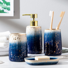 Blue Starry Sky Wash Kit Ceramics Bathroom Supplies Home Four-piece Bathroom Lotion Bottle Toothbrush Holder Mouth Cup Soap Dish 2024 - buy cheap