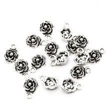 Hot sell 35pcs  metal antique silver charms Rose charms pendant for necklace jewelry findings 2024 - buy cheap