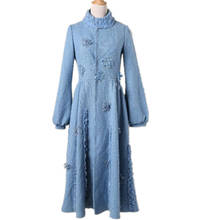 autumn winter vintage lantern sleeve woolen coat women stand collar slim ball gown skirt wool blends coat 2024 - buy cheap