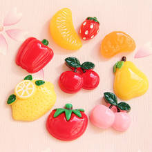 New Colorful Fruit Resin Cabochons Ornament Accessories Girl Hair Jewelry DIY Bow Center Clip Band Decor Clay Bead Charms 10pc 2024 - buy cheap