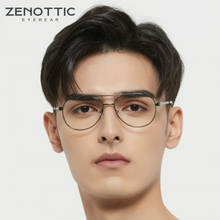 ZENOTTIC Pilot компьютерные очки, оправа, металлические оптические очки, анти-синий светильник, progeestive, линзы для близорукости, очки по рецепту 2024 - купить недорого