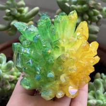 Beautiful Two-tone Aura Quartz Crystal Cluster With Rainbow Light Natural Mineral For Home Decor As Gift 2024 - buy cheap