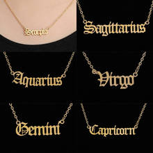 Libra Sagittarius Aries Virgo Horoscope Old English Necklace for Women 12 Zodiac Letter Constellations Pendants Necklaces 2024 - buy cheap