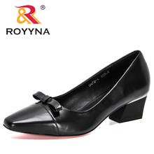 ROYYNA-zapatos de trabajo con punta estrecha para mujer, calzado de tacón alto y grueso, elegantes, para fiesta y boda, 2021 2024 - compra barato