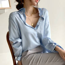 Bella Wonder Elegant Stain Turn-down Collar  Shirts OL Style Long Sleeve Single-breasted Female Blouse Top Korean Spring Blusas 2024 - buy cheap