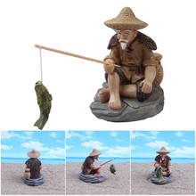 Figura de resina de hombre viejo para pesca, estatua sentado, adorno de jardín para piscina al aire libre, Micro-Paisaje, bonsái, artesanías de jardín J2Y 2024 - compra barato