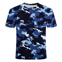 Ropa de camuflaje para hombres y mujeres, camiseta de manga corta con estampado 3d, Azul, Gris y rojo, divertida, de marca, talla grande 6xl 2024 - compra barato