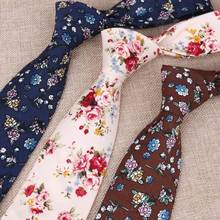 Linbaiway-Corbata de algodón con estampado Floral para hombre, corbatas ajustadas, informales, de negocios, con logotipo personalizado, 6,5 cm 2024 - compra barato