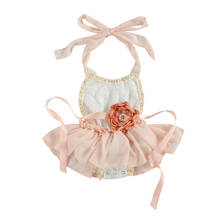 0-24M Newborn Baby Girls Princess Rompers Flowers Lace Print Sleeveless Backless Belt Ruffles Jumpsuits 2024 - buy cheap