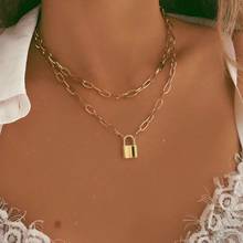 EN Punk Multi-Layer Lock Chain Pendant Necklace For Women Vintage Gold Heart Chunky Chain Choker Necklaces 2021 Trend Jewelry 2024 - buy cheap