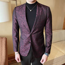 2020 Spring Blazer Jacket Men Fashion New Luxury Print Men Blazer Long Sleeve Slim Fit Casual Suits Jackets Men Tuxedo 2Colors 2024 - buy cheap