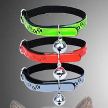 Pet Collar Adjustable Elastic Bell Cat Collar Kitten Bell Reflective Footprints Cat Collar Adjustable Traction Belt Pet Supply 2024 - buy cheap