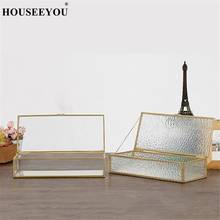 Retro European Copper Strips Glass Made Jewelry Storage Box Organizer Lipstick Cosmetic Makeup Rack Display Stand Wedding Gifts 2024 - buy cheap