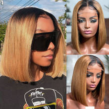 Ombre Blonde 4x4 Lace Closure Wig Straight Short Bob T1B/27 Human Hair Wigs 13x1 T Part Lace Wig Brazilian Pre Plucked Lace Wigs 2024 - buy cheap