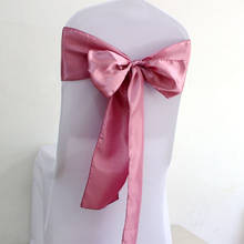 100 шт пыльный розовый атласный чехол для стула пояса бант на свадебный стул Галстуки для партии событие банкет Украшение 2024 - купить недорого