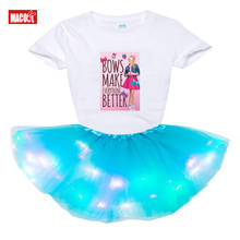 Летняя детская одежда, костюмы, футболка для девочек + платье-пачка для малышей, 2 шт., для маленьких девочек, легкое светодиодвечерние вечернее платье JOJOSiwa 2024 - купить недорого
