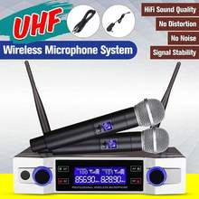 Professional UHF Wireless Microphone System 2 Channels Cordless UHF Automatic Handheld Mic 50M Receive For Party Karaoke Meeting 2024 - buy cheap
