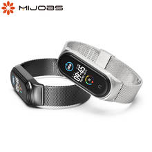 Pulseira de metal para relógio inteligente, pulseira para xiaomi mi band 3, 4, versão global, nfc 2024 - compre barato