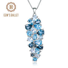 Gem's Ballet Generous Natural Sky Blue Topaz Mix Gemstone Pendants Elegant Necklace 925 Sterling Silver Fine Jewelry For Women 2024 - buy cheap