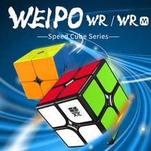 Moyu weipo wr m 2x2x2, cubo adesivo magnético de velocidade weipo wr 2*2, brinquedo quebra-cabeças para crianças 2024 - compre barato