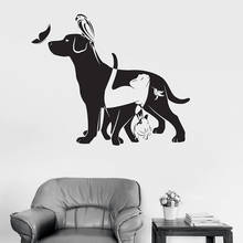 Animal Wall Decal Dog Cat Bird Rabbit Butterfly Pet Store Vinyl Window Stickers Kids Bedroom Nursery Play Zone Home Decor S1396 2024 - buy cheap