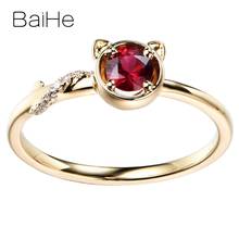 BAIHE-Anillo de rubí Natural para mujer, oro amarillo de 14K, impecable, 0,20 CT, joyería fina, regalo 2024 - compra barato