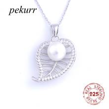 Pekurr 925 Sterling Silver Freshwater Natural Pearl & Big CZ Gems Hollow Clover Leaf Necklaces For Women Pandents Silver Chain 2024 - buy cheap