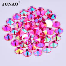 Junao-strass redondo com glitter rosa ab rivoo, para artesanato, faça você mesmo, pedras de cristal sem adesivo 2024 - compre barato