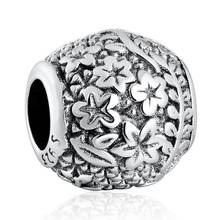Authentic S925 Silver Bead DIY Jewelry Epcot Floral Flower Leaves Charms fit Pandora Bracelet Bangle 2024 - buy cheap