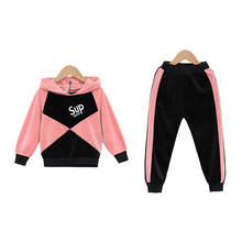 Kids Sports Suit for Girls Velour Tracksuit 4 6 8 10 12 Years Letter Long Sleeve Girl Sweatsuit Autumn Winter Teen Clothing Set 2024 - buy cheap
