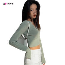 Camisola fina feminina estilo coreano de malha camisolas topo de colheita 2021 camisola de lã feminina de cor sólida topos solto chique streetwear 2024 - compre barato