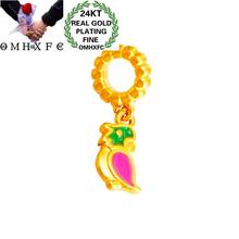 OMHXFC Jewelry Wholesale PN399 European Fashion Hot Fine Woman Girl Party Birthday Wedding Gift Parrot 24KT Gold Pendant Charm 2024 - buy cheap
