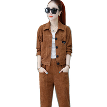 Top women clothing European fashion Lady clothes set autumn Sporting suit female Corduroy Two piece set High quality clothes 08 2024 - buy cheap