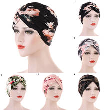 Turbante musulmán de algodón con estampado Floral para mujer, Hijab islámico interno, diademas giratorias, pañuelo para la cabeza, turbante musulmán, 2020 2024 - compra barato