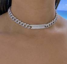 Iced out ice 5A cubic zirconia cz Miami cuban link chain hip hop ice women choker necklace 15" 16" gold silver Color 2024 - buy cheap