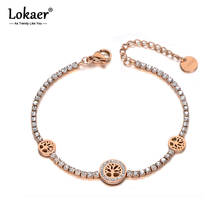 Lokaer Clay Rhinestone Love Tree Charm Bracelets For Women Stainless Steel CZ Crystal Link Chain Bracelet For Christmas B19136 2024 - buy cheap