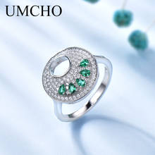 UMCHO модное круглое зеленое кольцо, Настоящее серебро 925 пробы, серебряные украшения с драгоценными камнями, кольца для женщин, подарок на вечеринку, хорошее ювелирное изделие 2024 - купить недорого