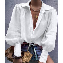Blusa feminina casual de manga longa, camisa para mulheres elegante e sólida, tamanho grande-2xl, outono 2019 2024 - compre barato