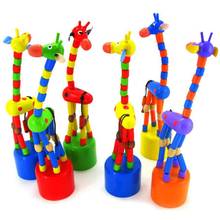 Simulação inteligência dança estande colorido balanço girafa brinquedo de madeira houten speelgoed blocos oyuncak brinquedo crianças brinquedos 2024 - compre barato