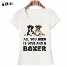 Amitte boxer com design engraçado, camiseta feminina com estampa de cachorro fofo e divertido 2024 - compre barato